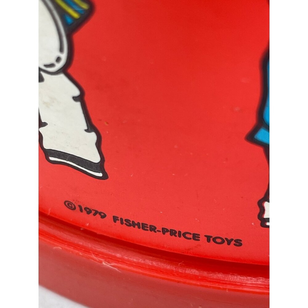 Vintage Fisher-Price Plastic Toy Drum Yellow Handle Marching Band Graphics 1979 - Picture 7 of 16